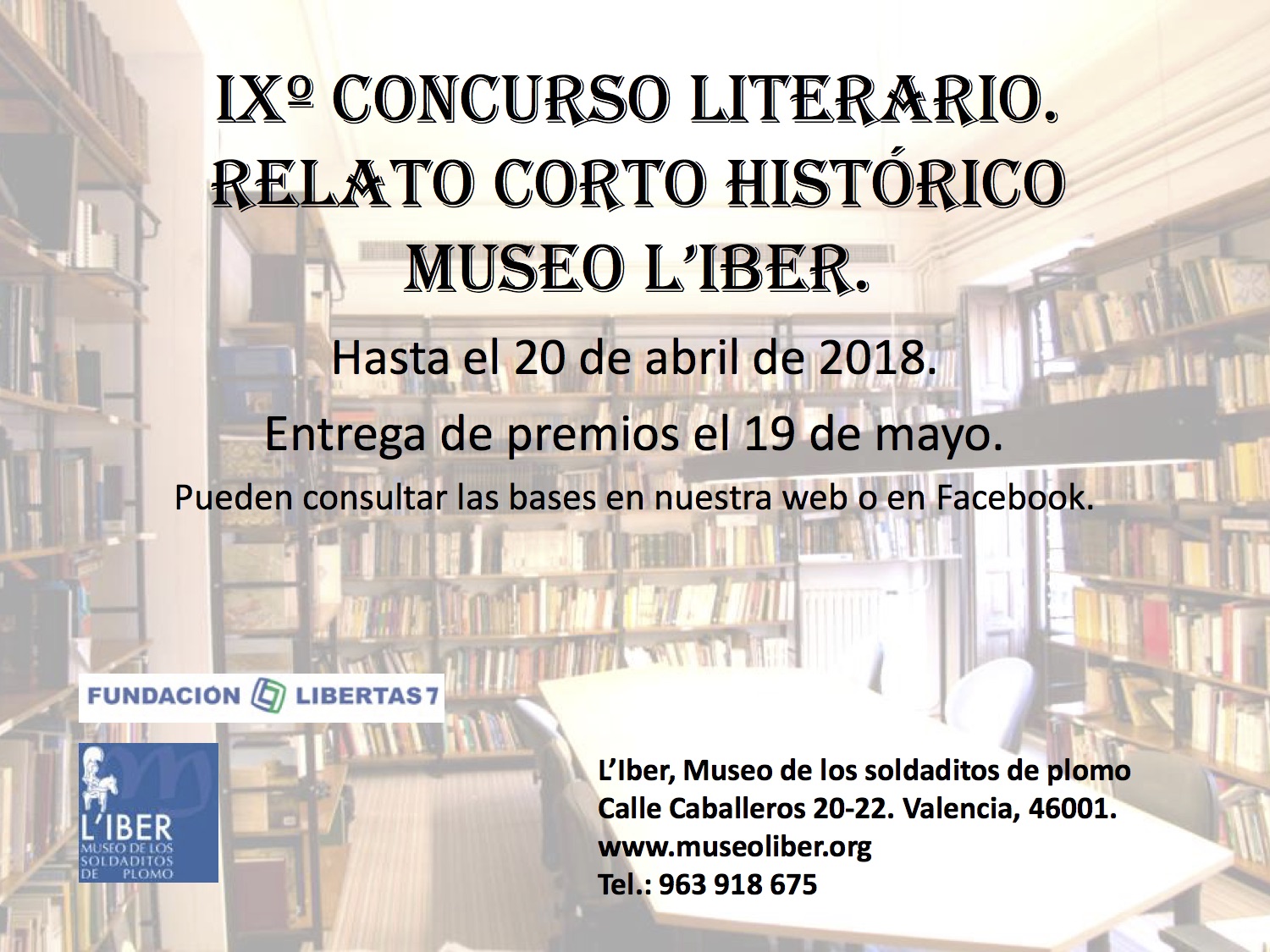 En este momento estás viendo IXº Edición del concurso literario de Relato Corto histórico de L’iber hasta el 20 de Abril