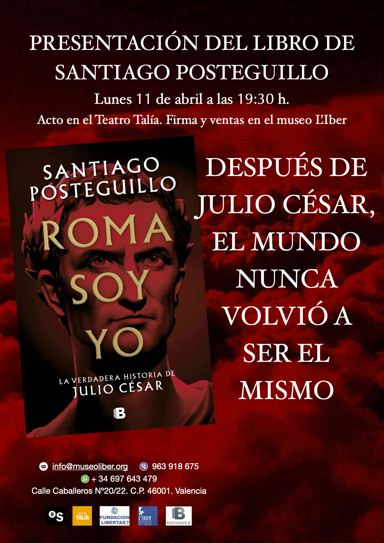 En este momento estás viendo Presentación del libro de Santiago Posteguillo: ROMA SOY YO